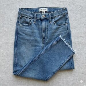Madewell Roadtripper Stovepipe Jeans | High Rise 27T Tall Raw Hem Blue